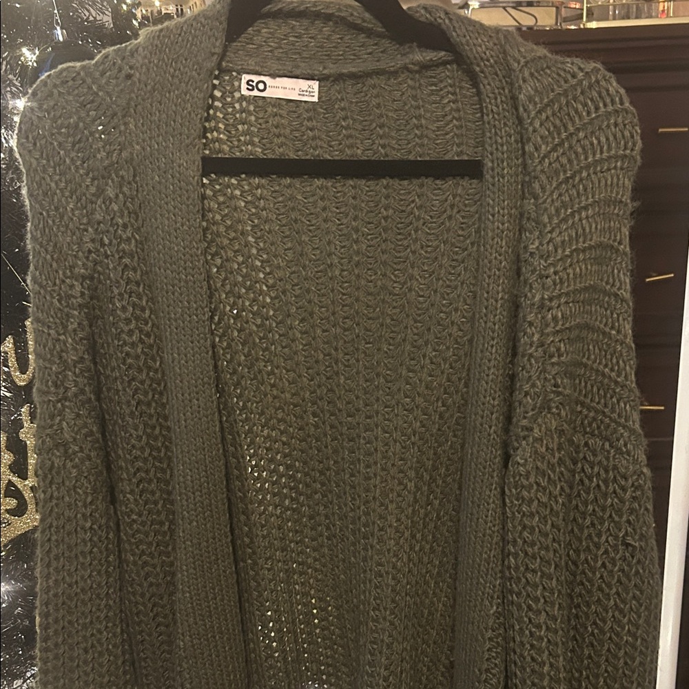 SO Women's Olive Cardigan Sweater
